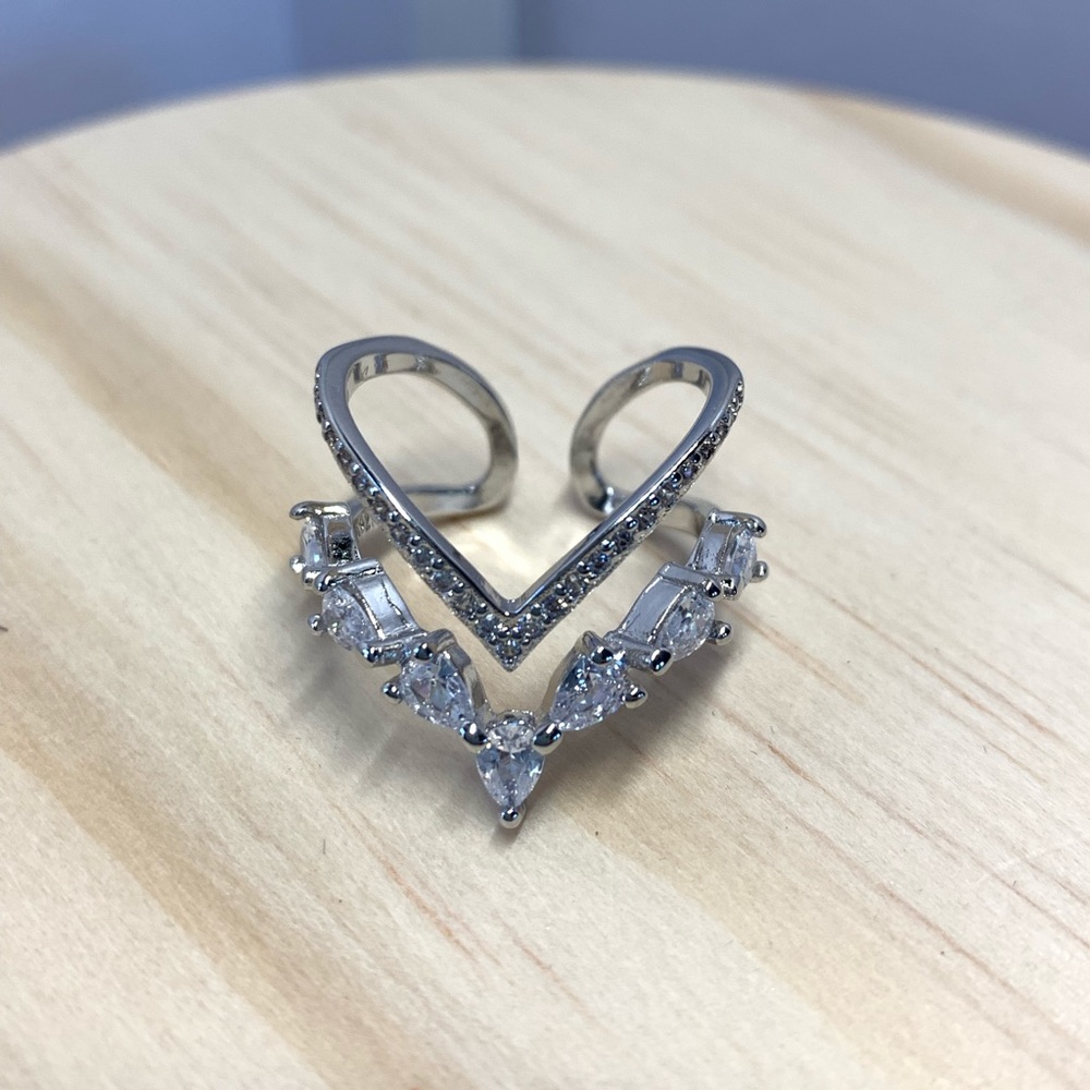 Silver CZ Adjustable Ring - Picture 4 of 5